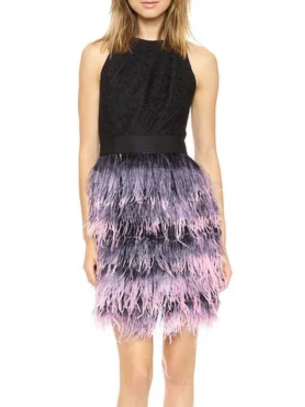 Milly Blair Ombre Ostrich Feather Cocktail Dress Size 8 Party Flirty Feminine